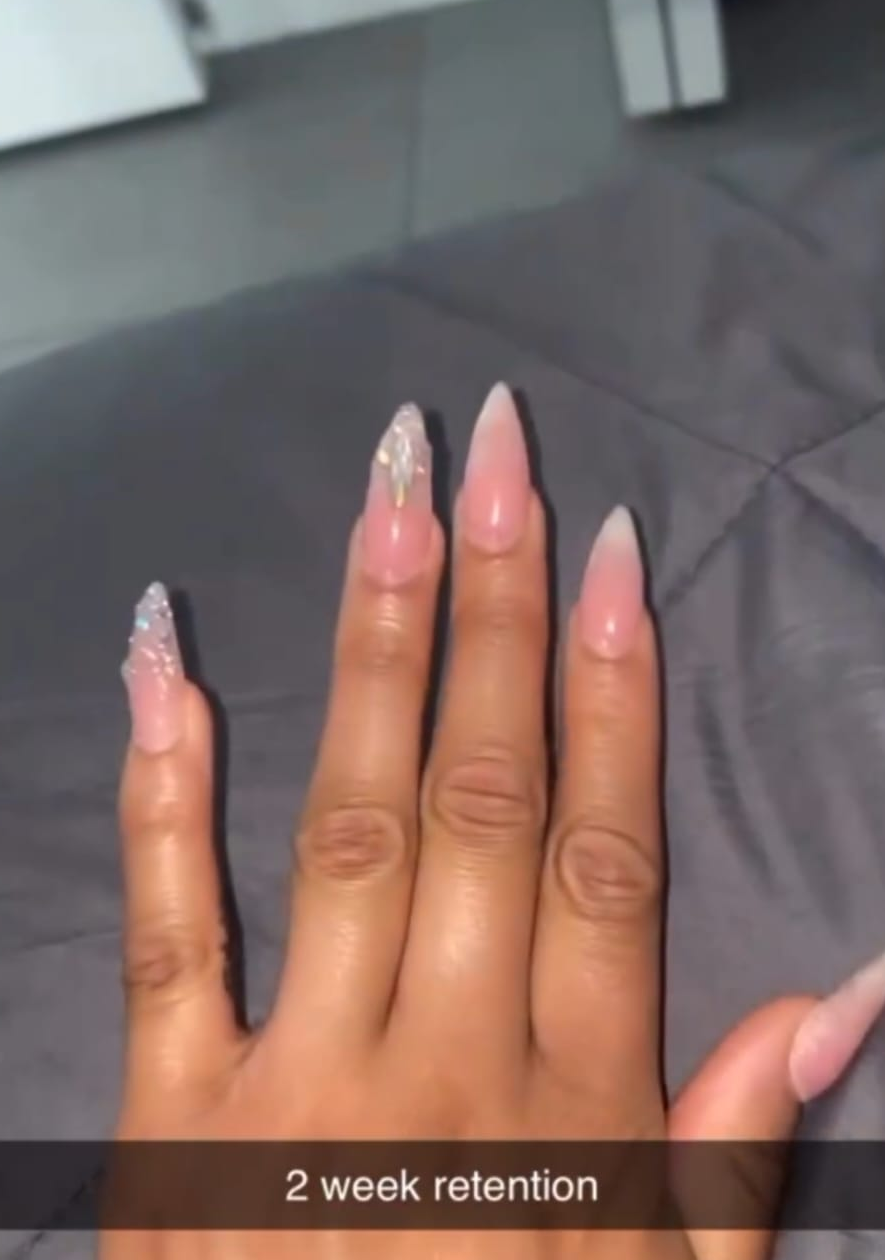 Almond Clear Tips nail set